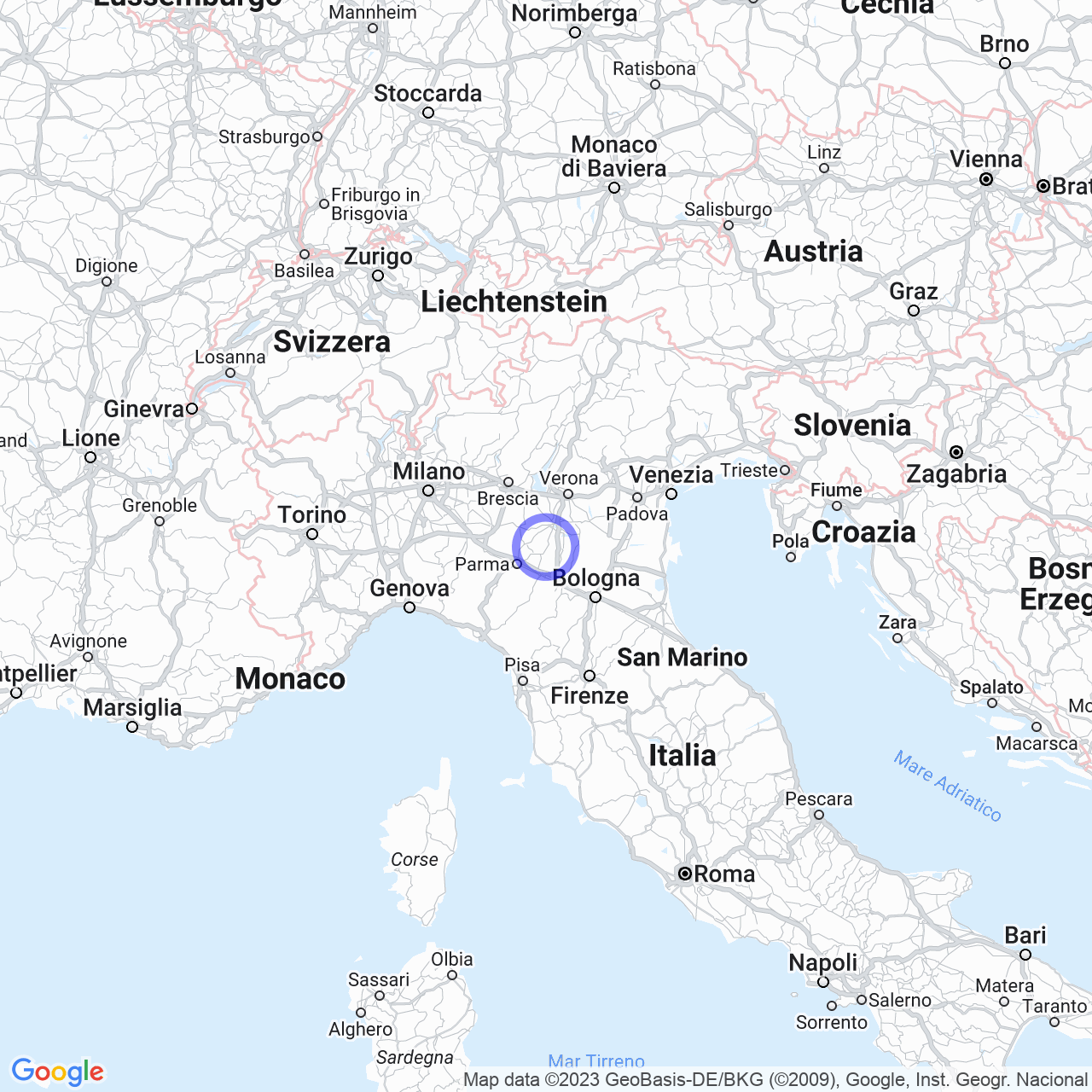 Mappa di Bacchiellino in Luzzara