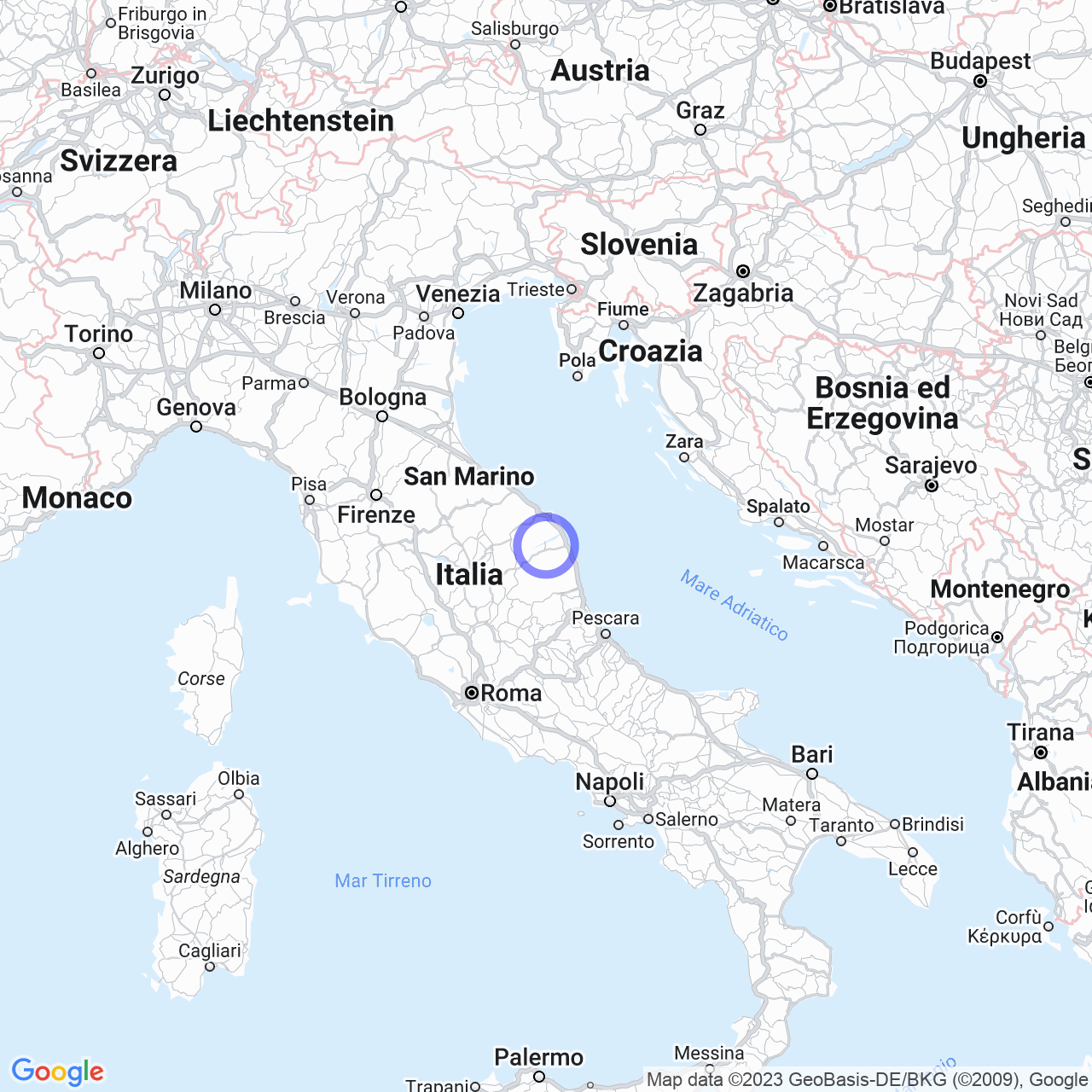 Mappa di Montanello in Macerata