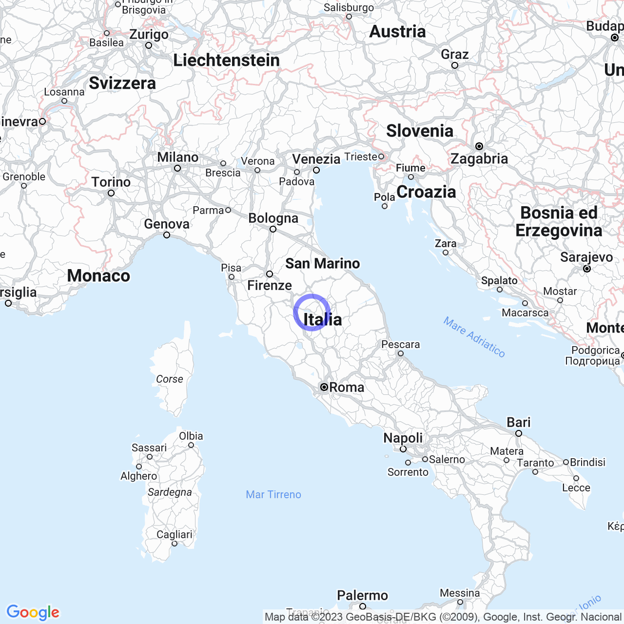 Mappa di Zona Industriale Bacanella in Magione