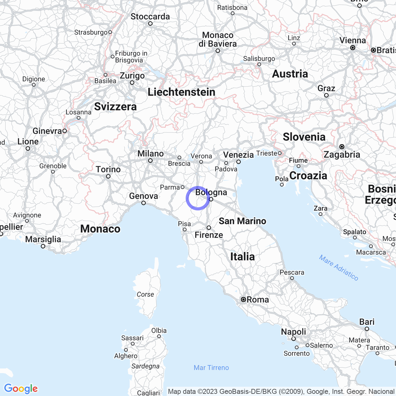 Mappa di Cà Zironi in Maranello