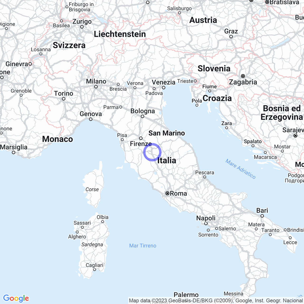 Mappa di Sei Vie in Marciano della Chiana