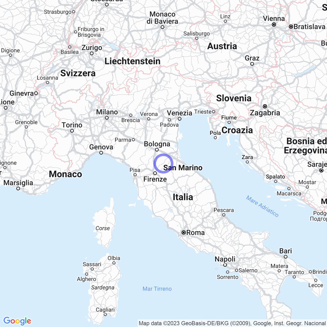 Mappa di Lutirano in Marradi