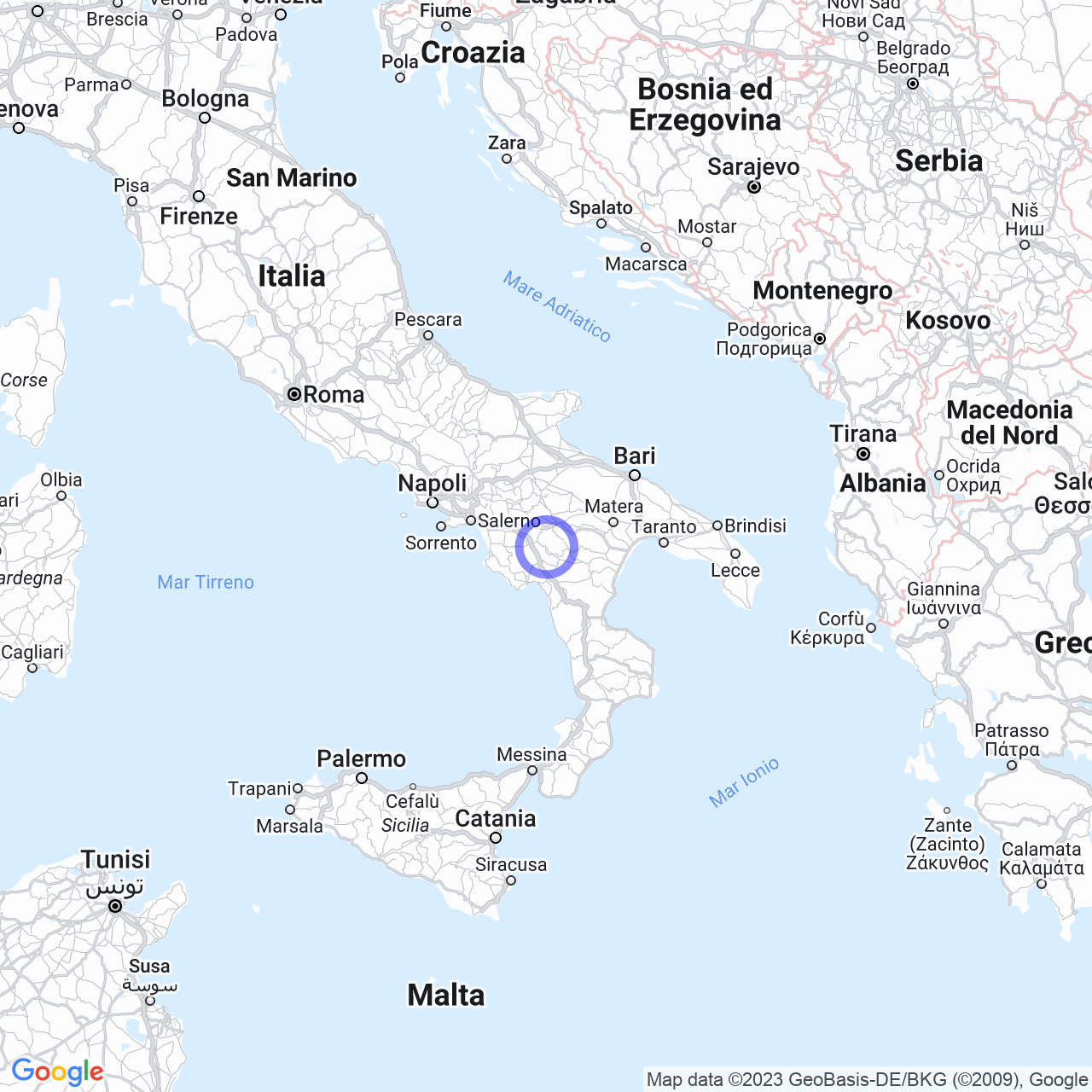 Mappa di Masseria Spaccabilancia in Marsico Nuovo