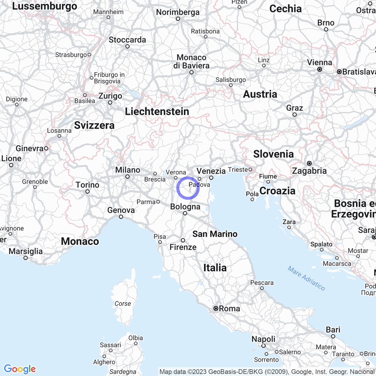 Mappa di Case Miotto in Merlara