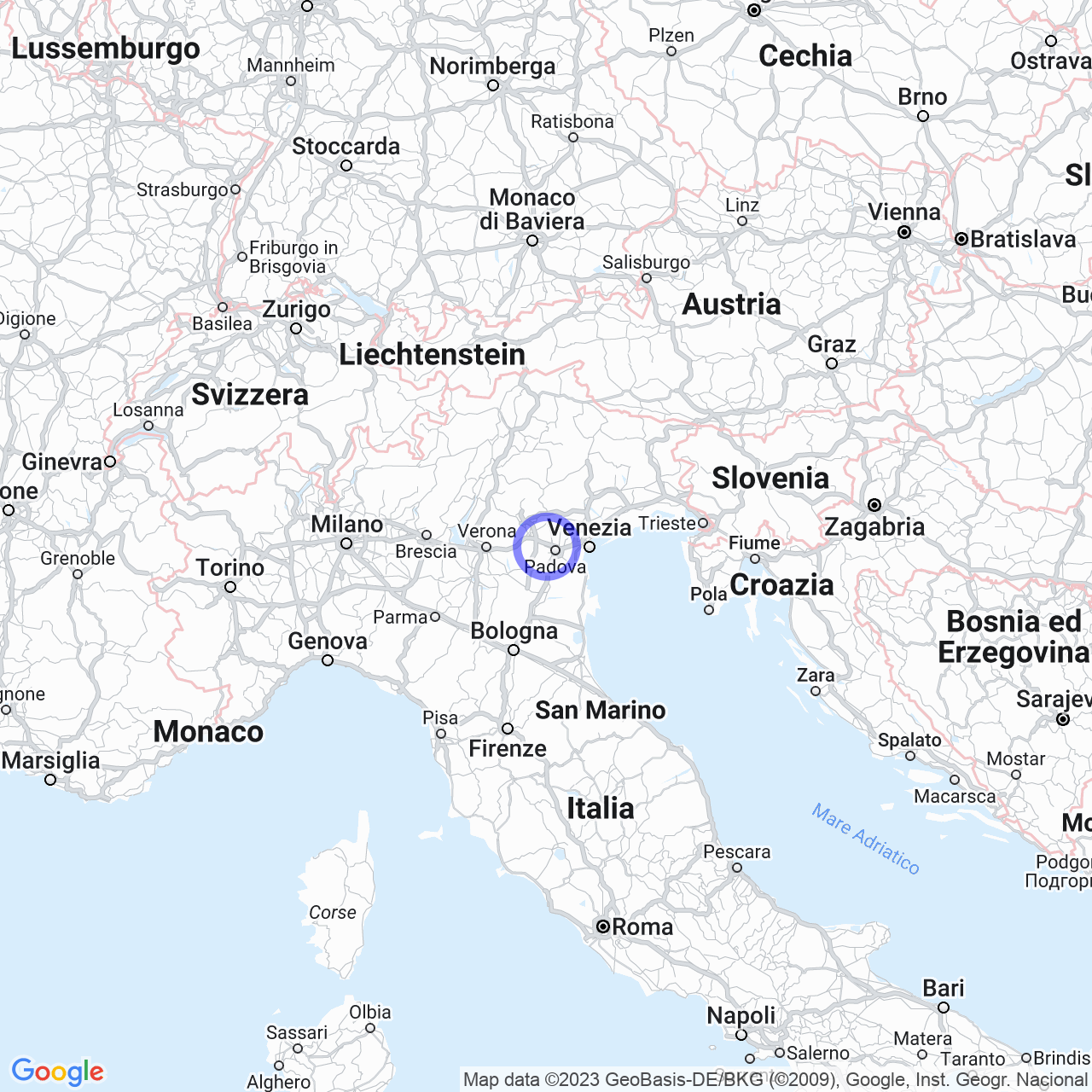 Mappa di Biolo in Mestrino