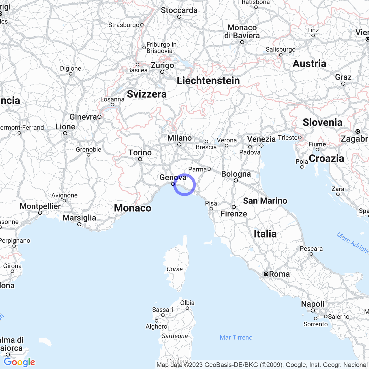 Mappa di Porciletto in Mezzanego