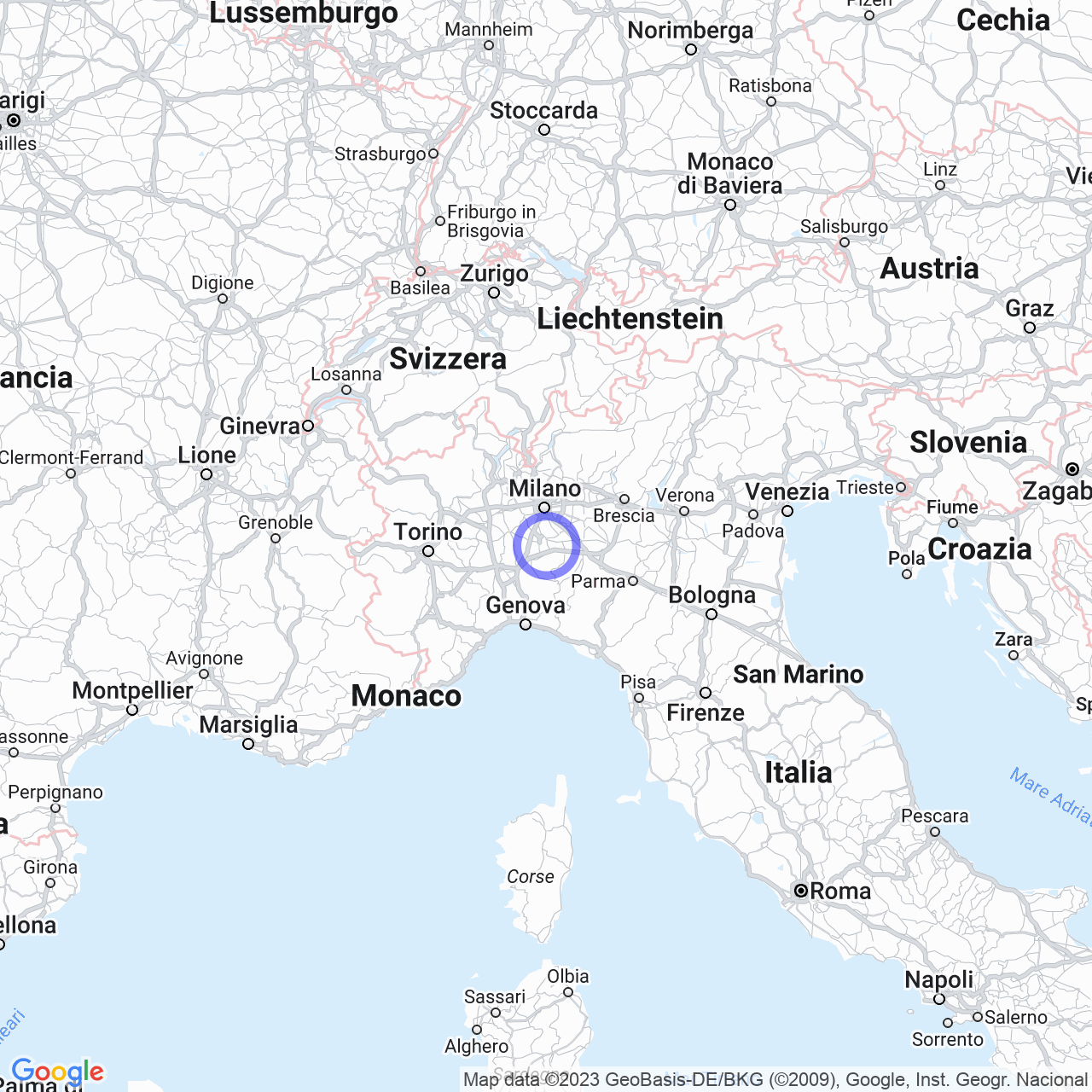 Mappa di Caldera in Mezzanino