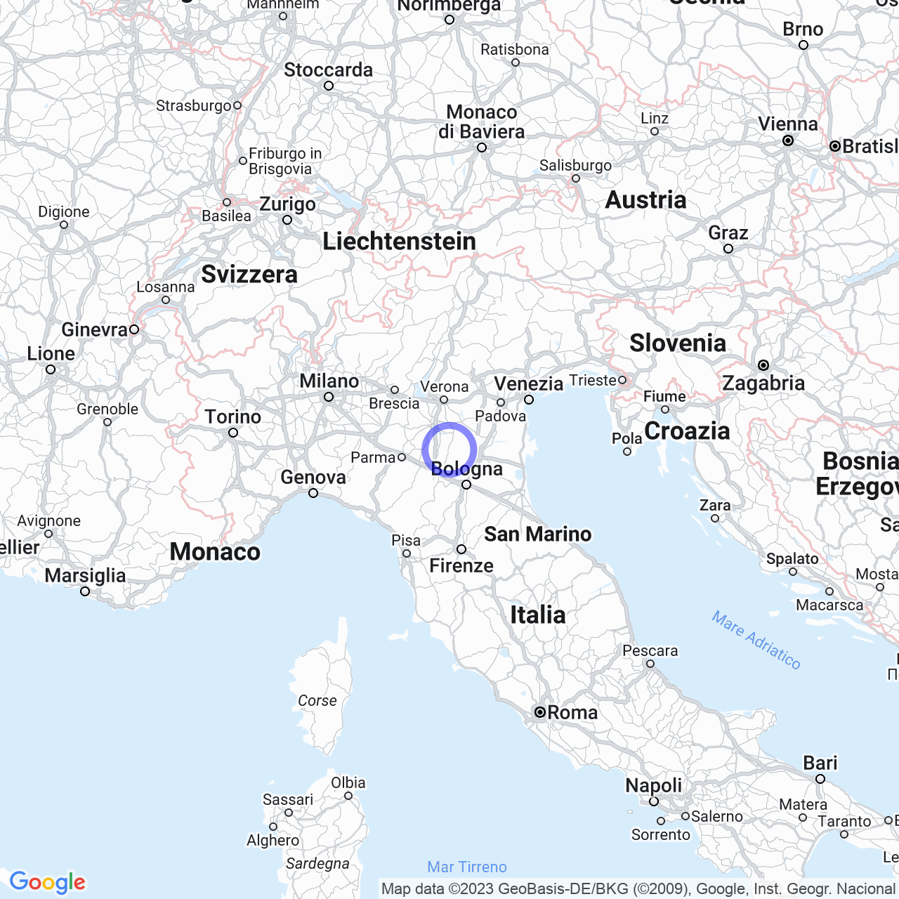 Mappa di Carrobbio Zeni in Mirandola