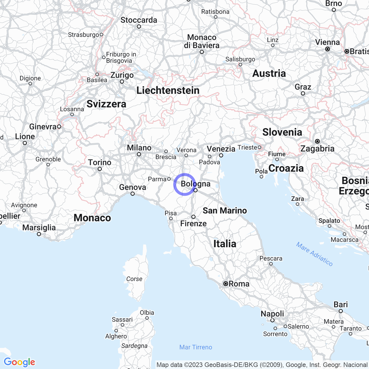 Mappa di Villa Pignatti in Modena