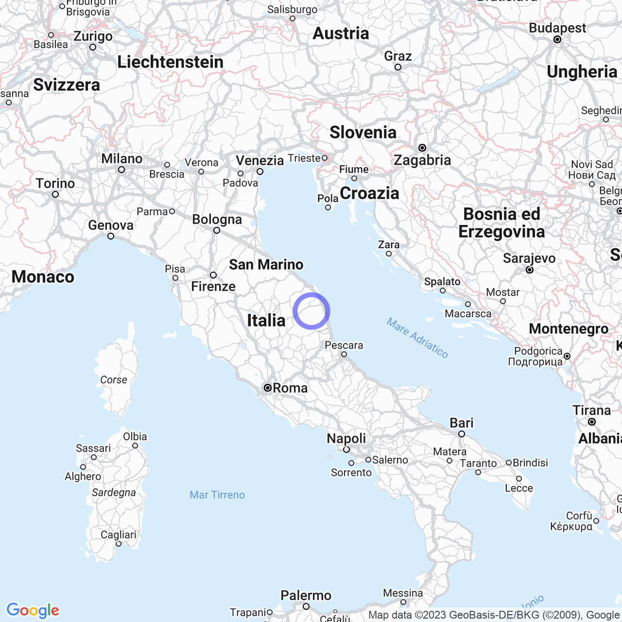 Mappa di Volturelle in Mogliano