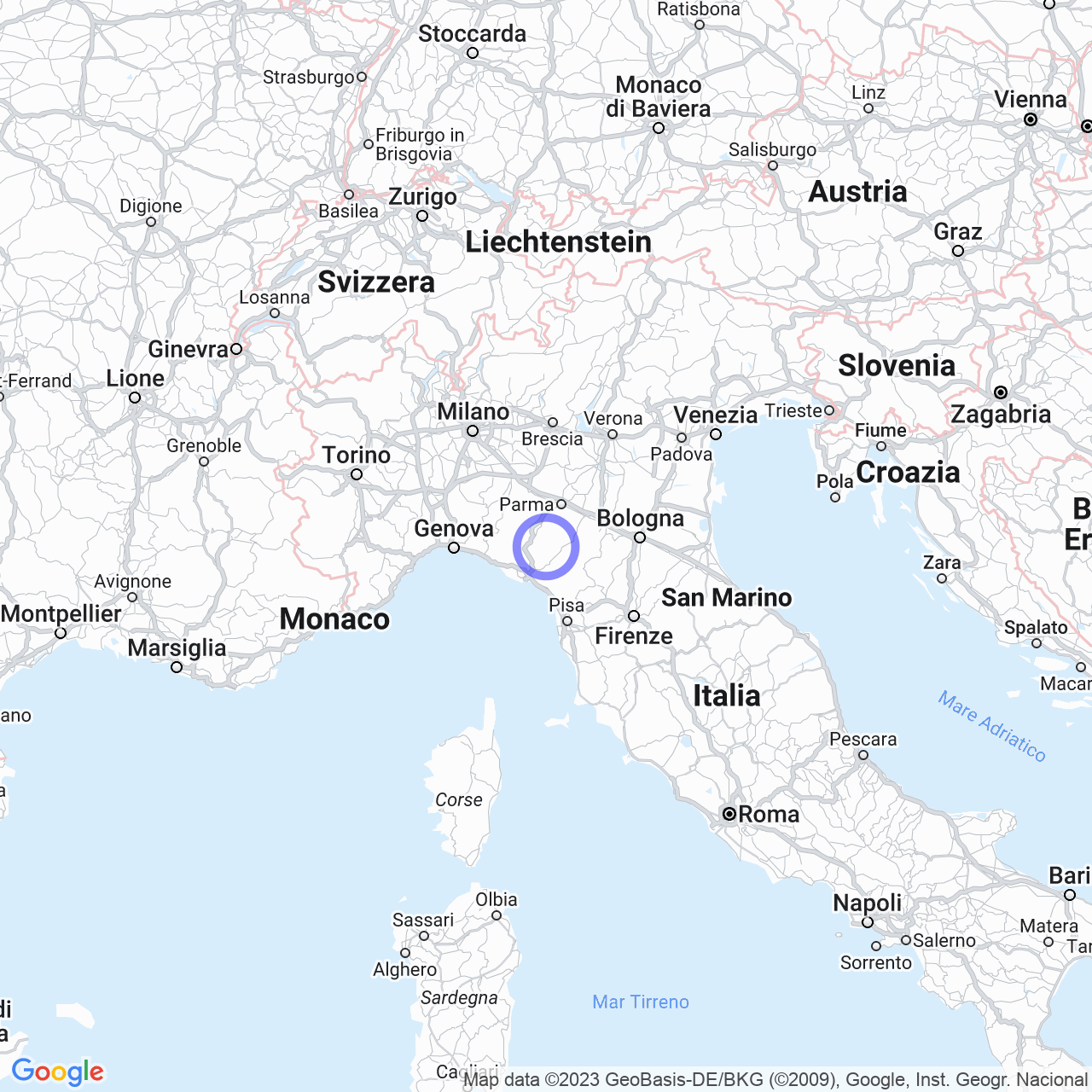 Mappa di Rigoso in Monchio delle Corti