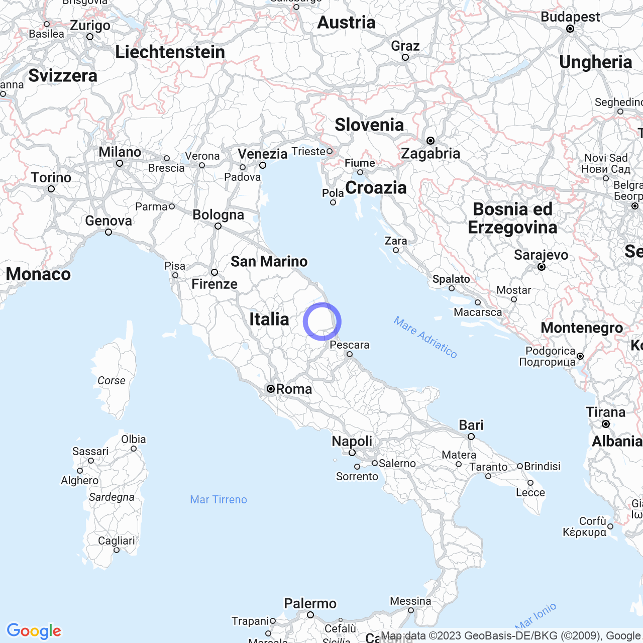 Mappa di Porchia in Montalto delle Marche