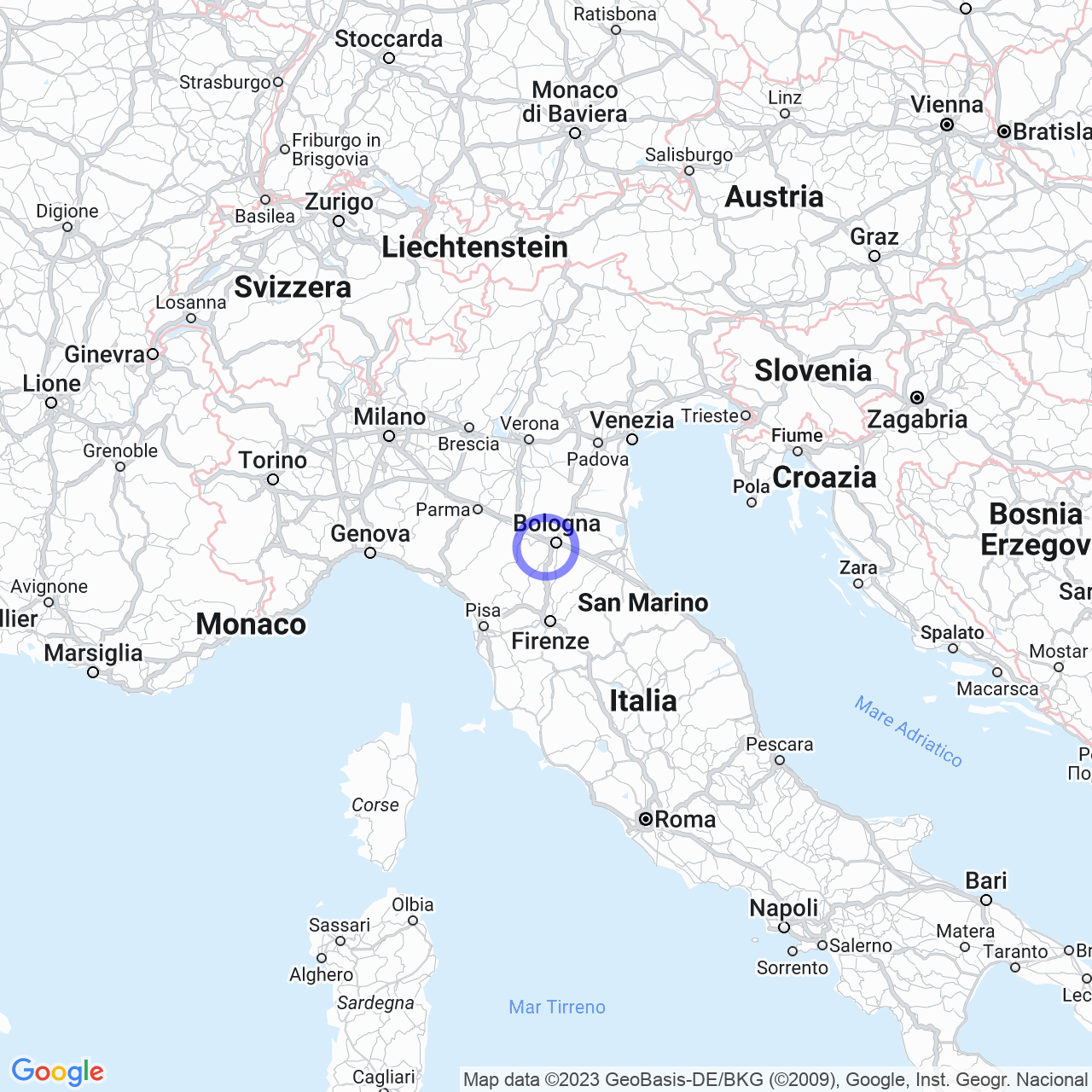 Mappa di Cà dei Gardini in Monte San Pietro