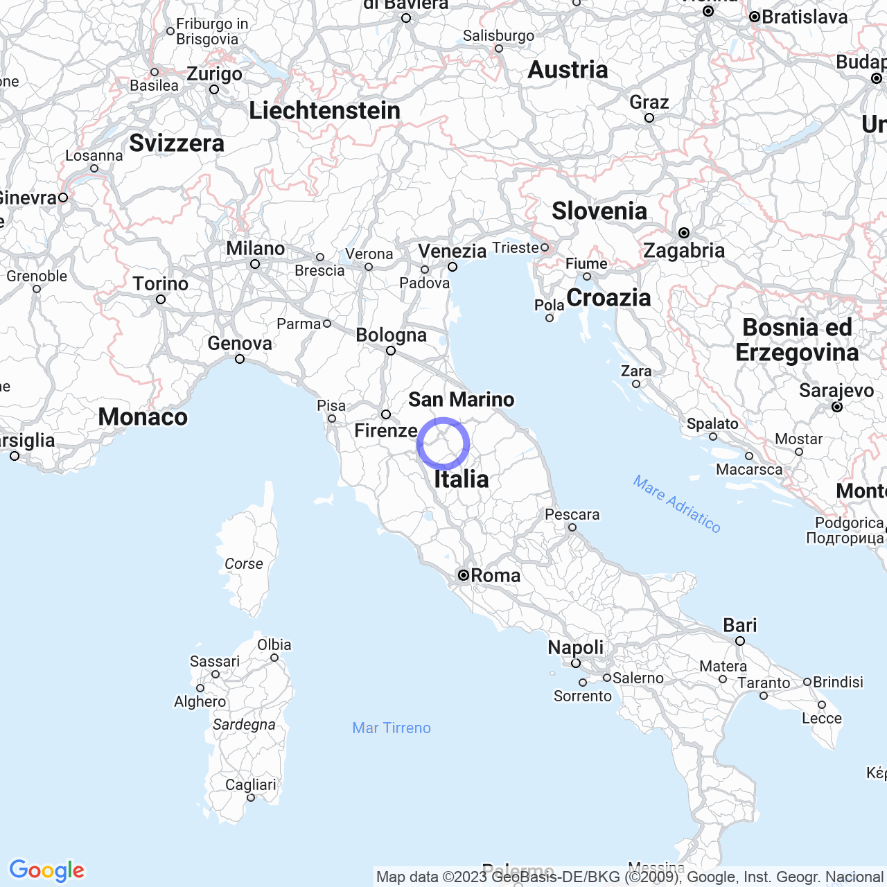 Mappa di Ciciliano in Monte Santa Maria Tiberina