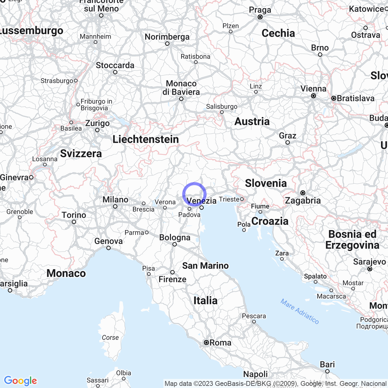 Mappa di Caberlotto in Montebelluna