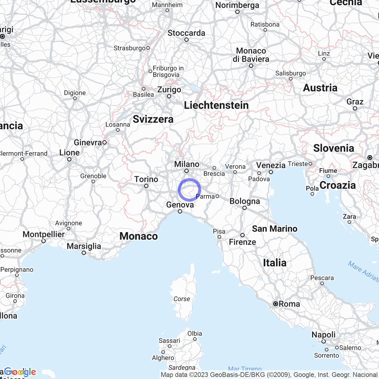 Mappa di Francia-casella in Montecalvo Versiggia