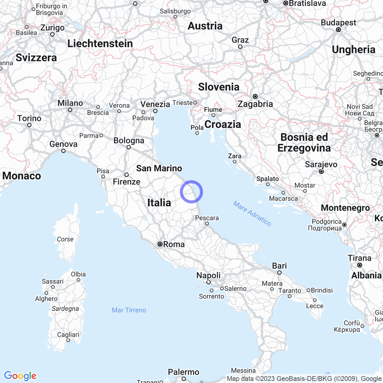 Mappa di Pontigliano in Montecosaro