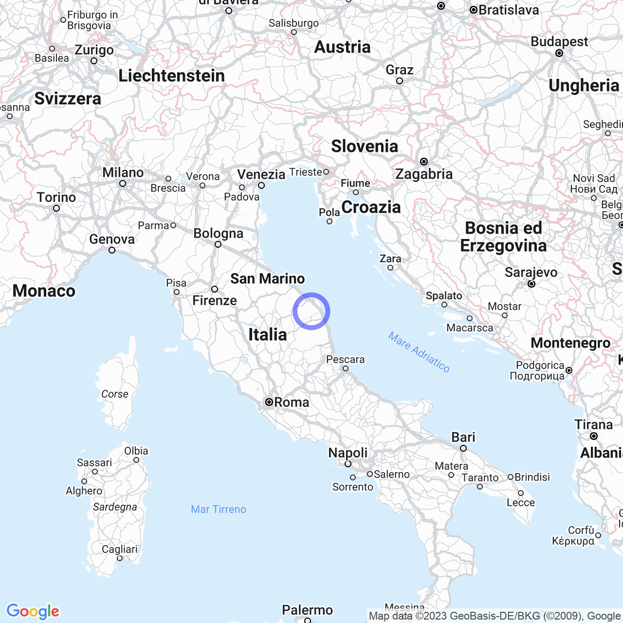 Mappa di Zona P.i.p. Beldiletto in Montefano