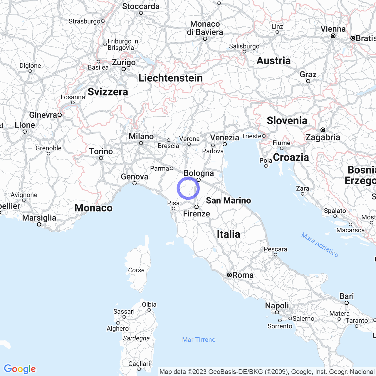 Mappa di Rondoni in Montese