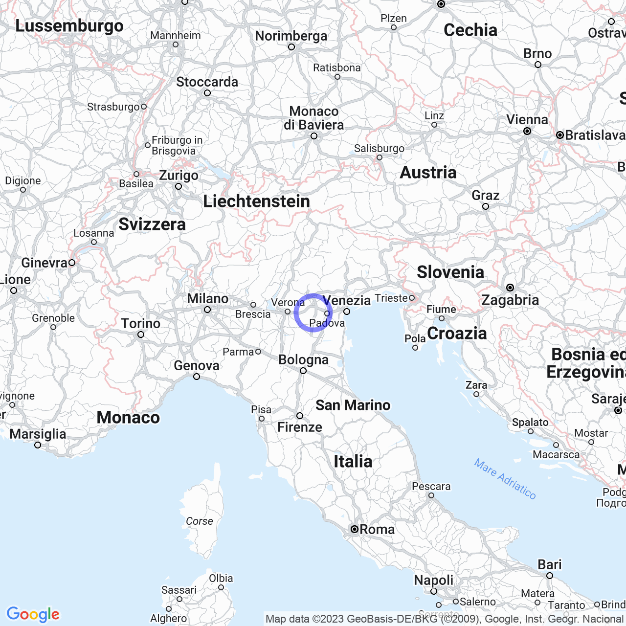 Mappa di Fossarosa in Mossano