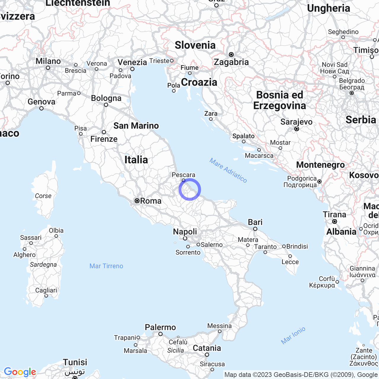 Mappa di Cornice in Mozzagrogna