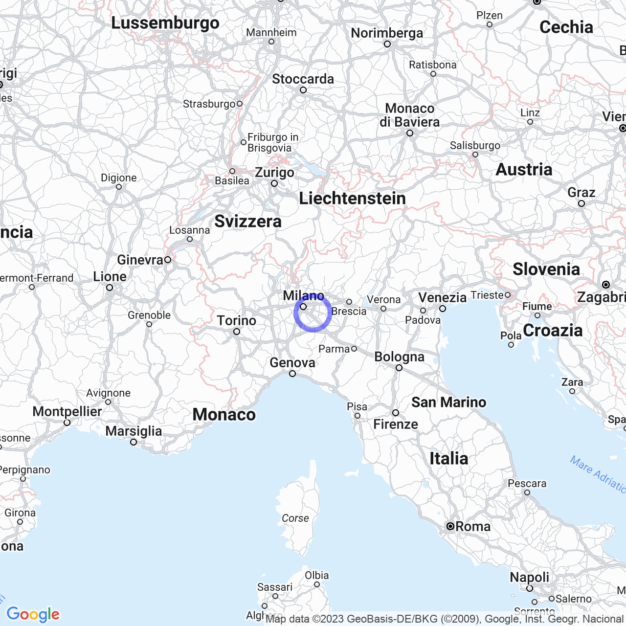 Mappa di Località Mongattino in Mulazzano