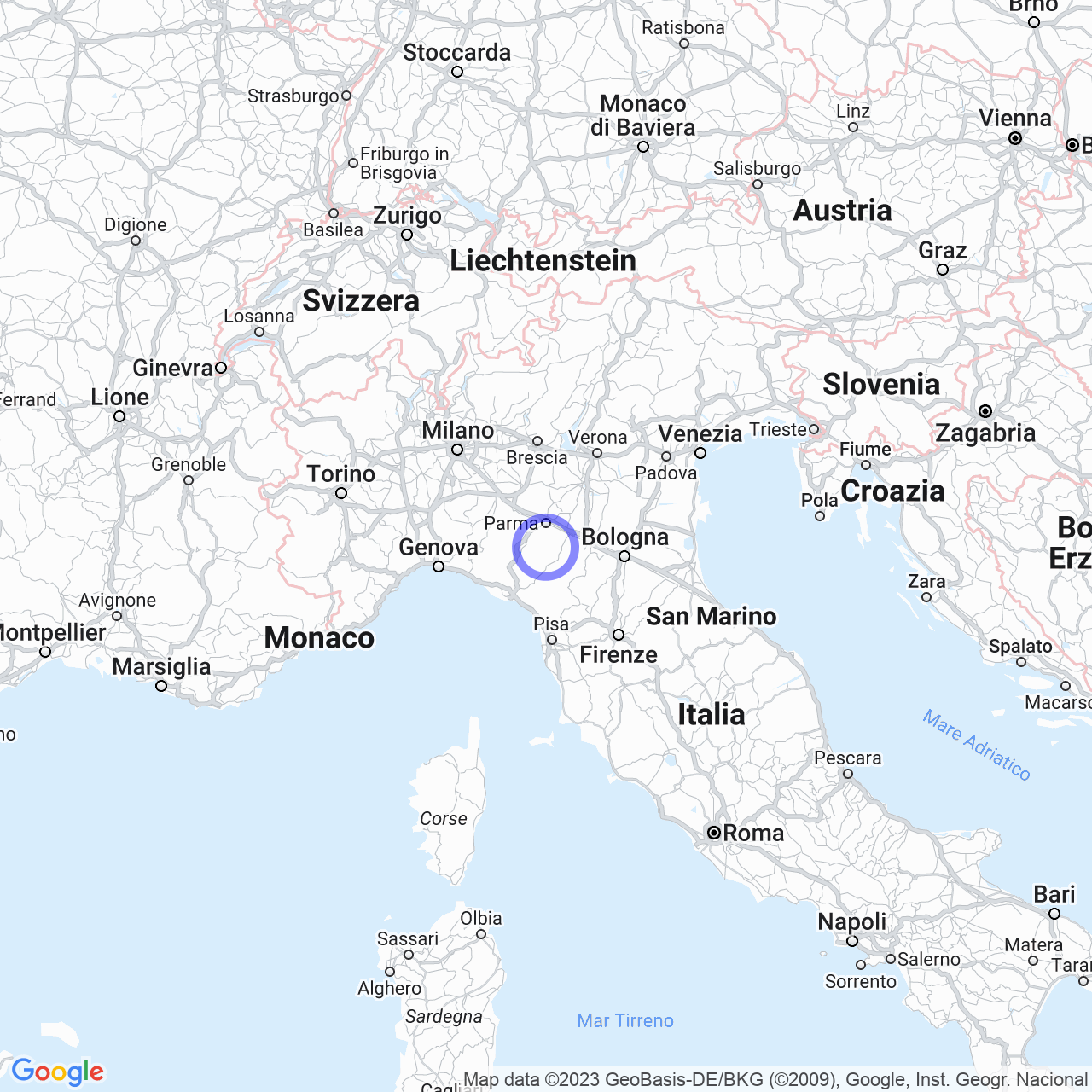 Mappa di Sella di Lodrignano in Neviano degli Arduini