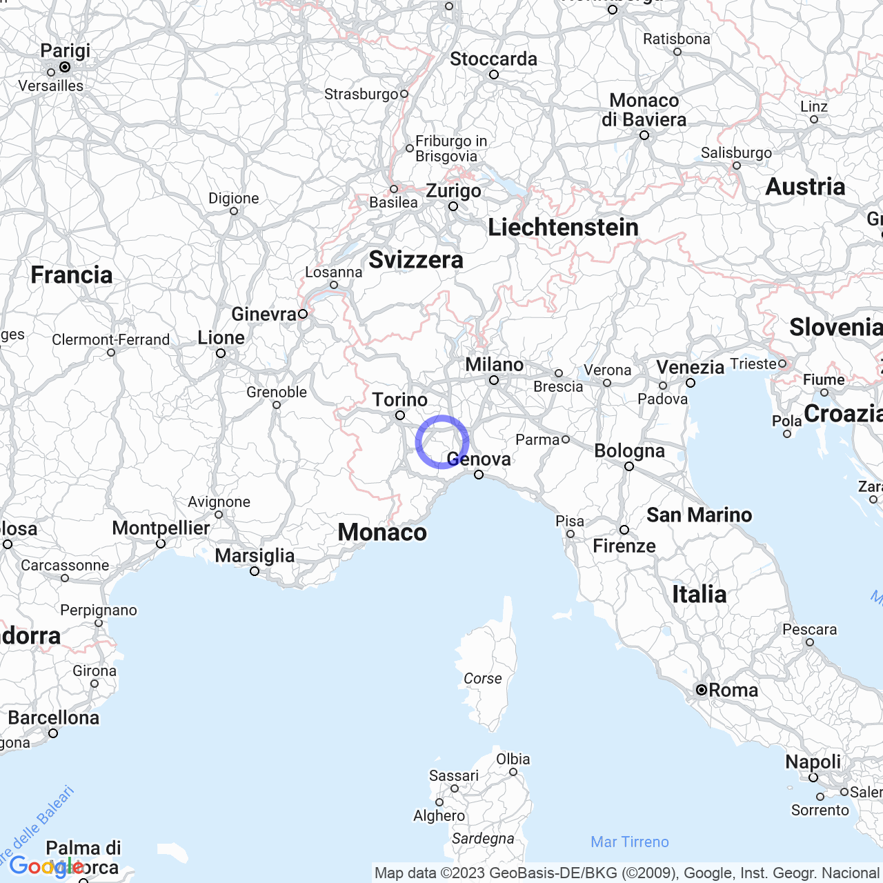 Mappa di Villa Cerreto in Nizza Monferrato