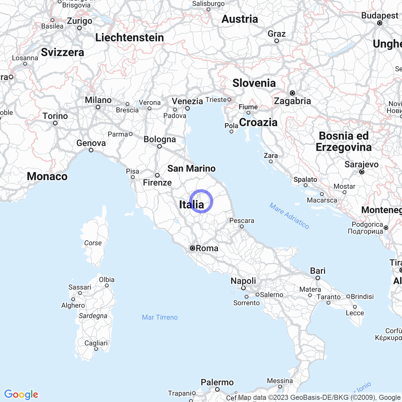 Mappa di Maccantone in Nocera Umbra