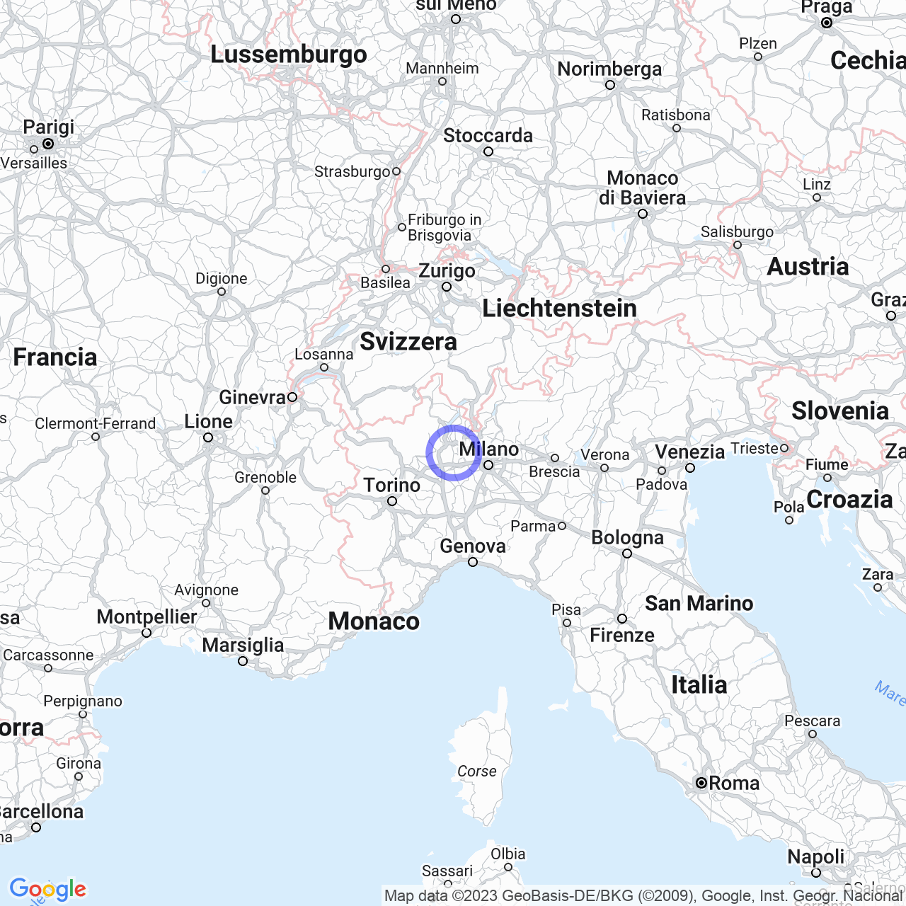 Mappa di Cascine Zani in Oleggio