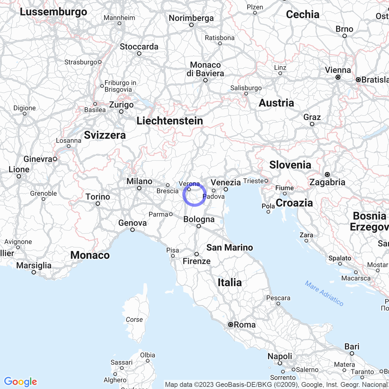 Mappa di Villa Fontana in Oppeano