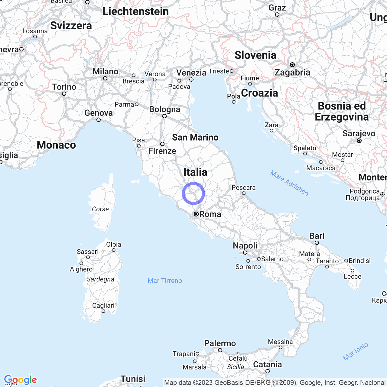 Mappa di Caldare in Orte