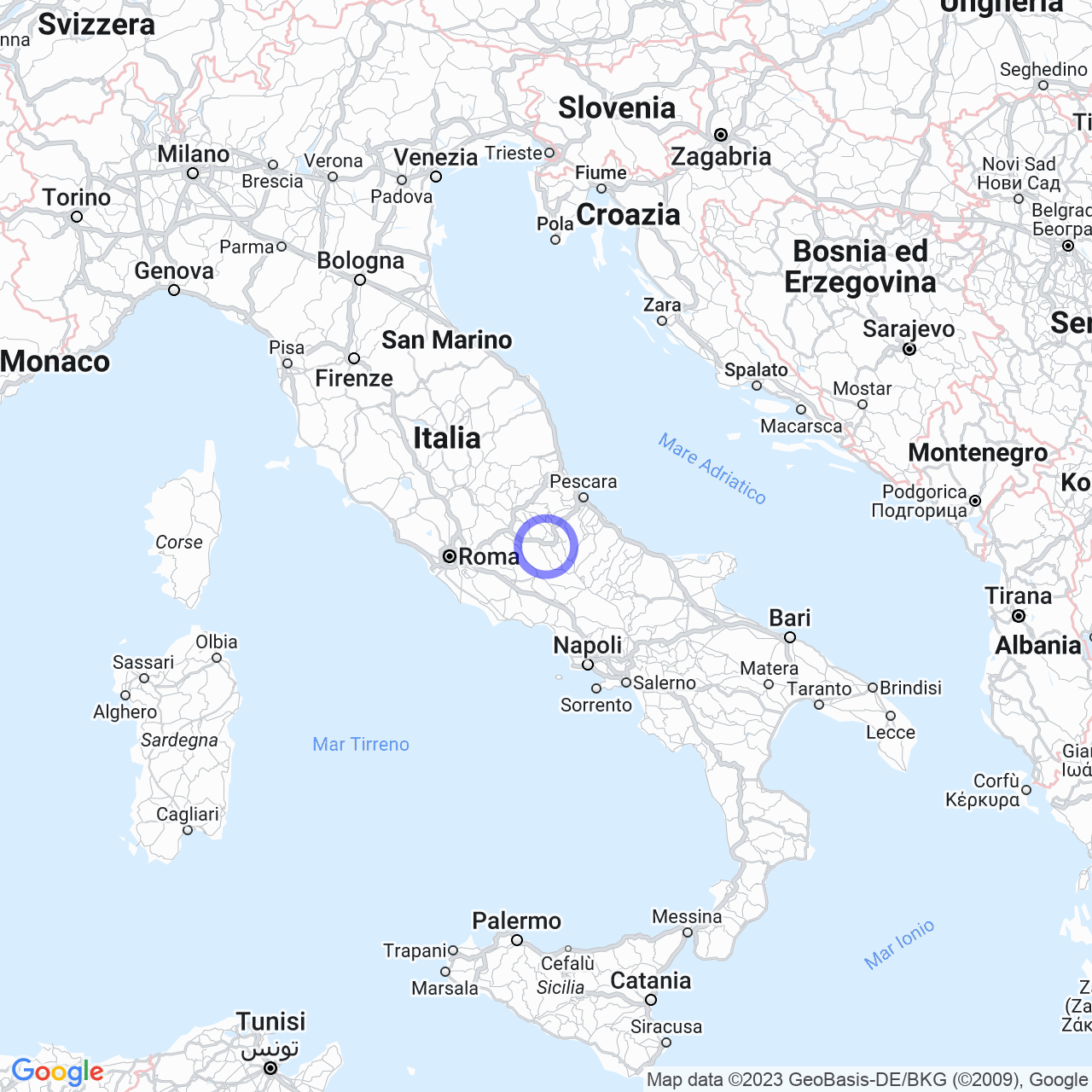 Mappa di Rivoli in Ortona dei Marsi