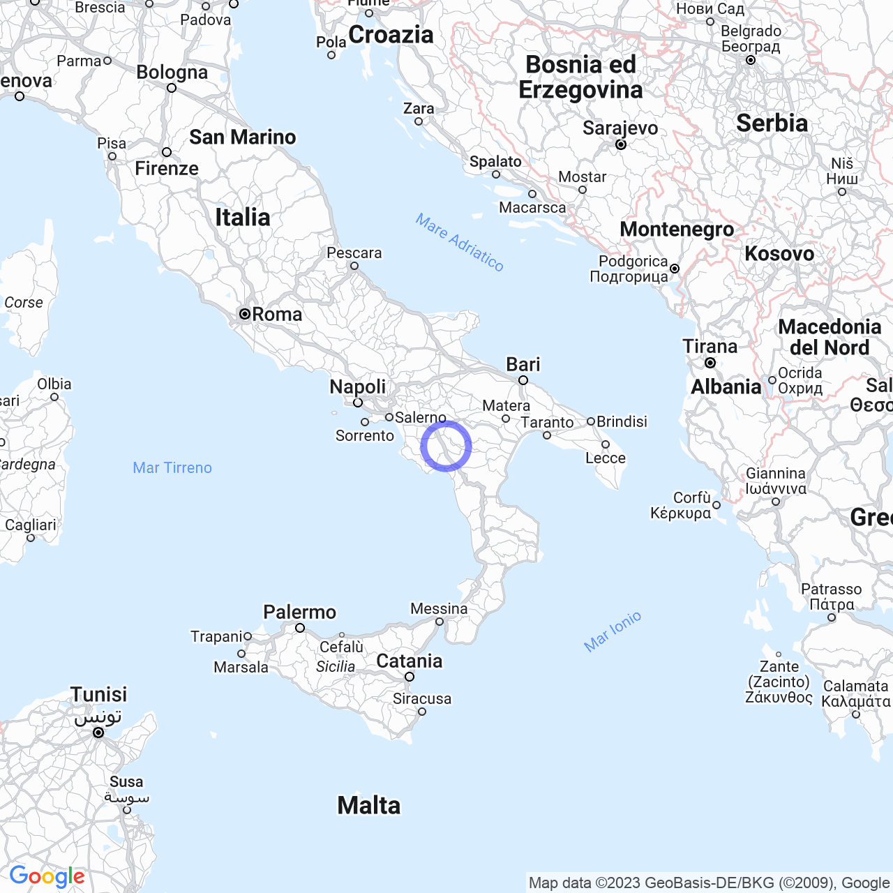 Mappa di Ascolese in Padula