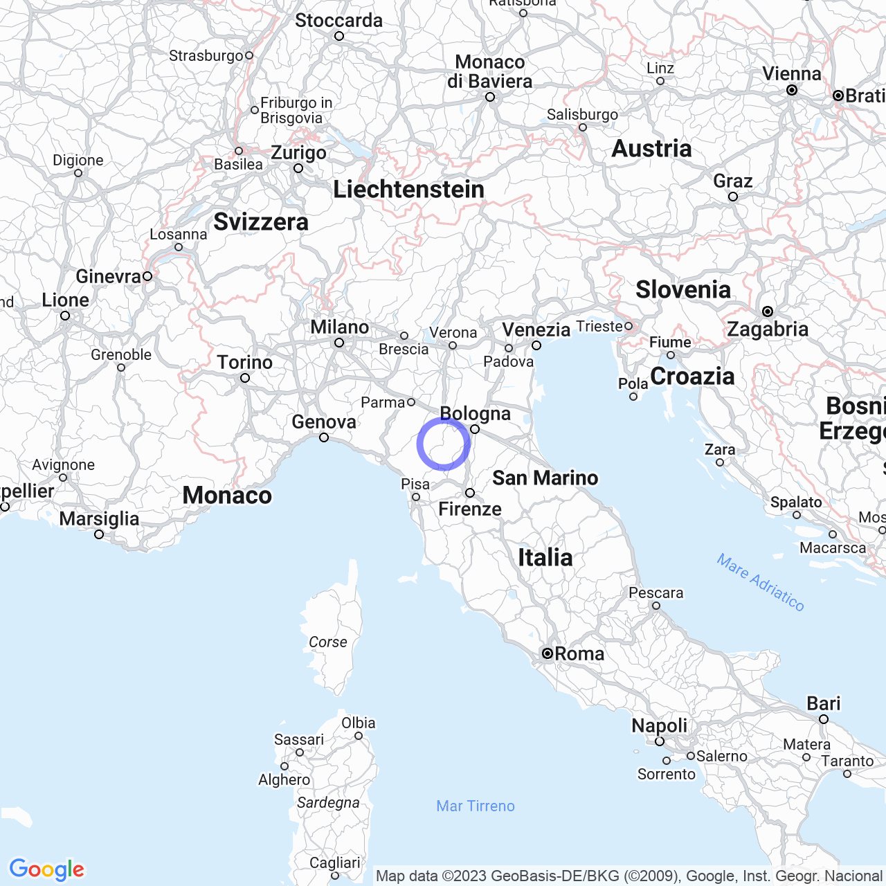 Mappa di Olina in Pavullo nel Frignano