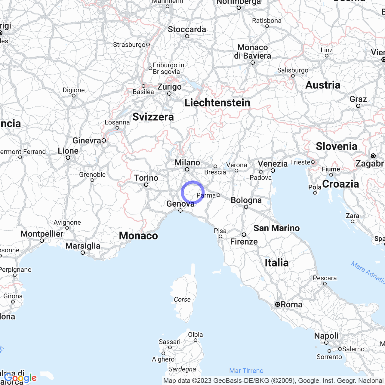 Mappa di Peschiera in Pecorara