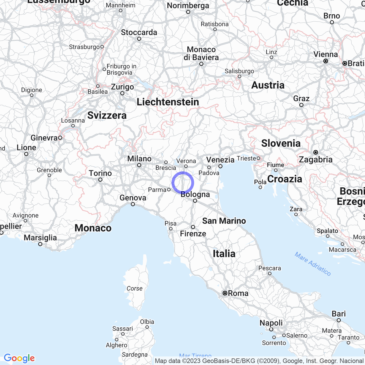 Mappa di Tabino Mottelle in Pegognaga