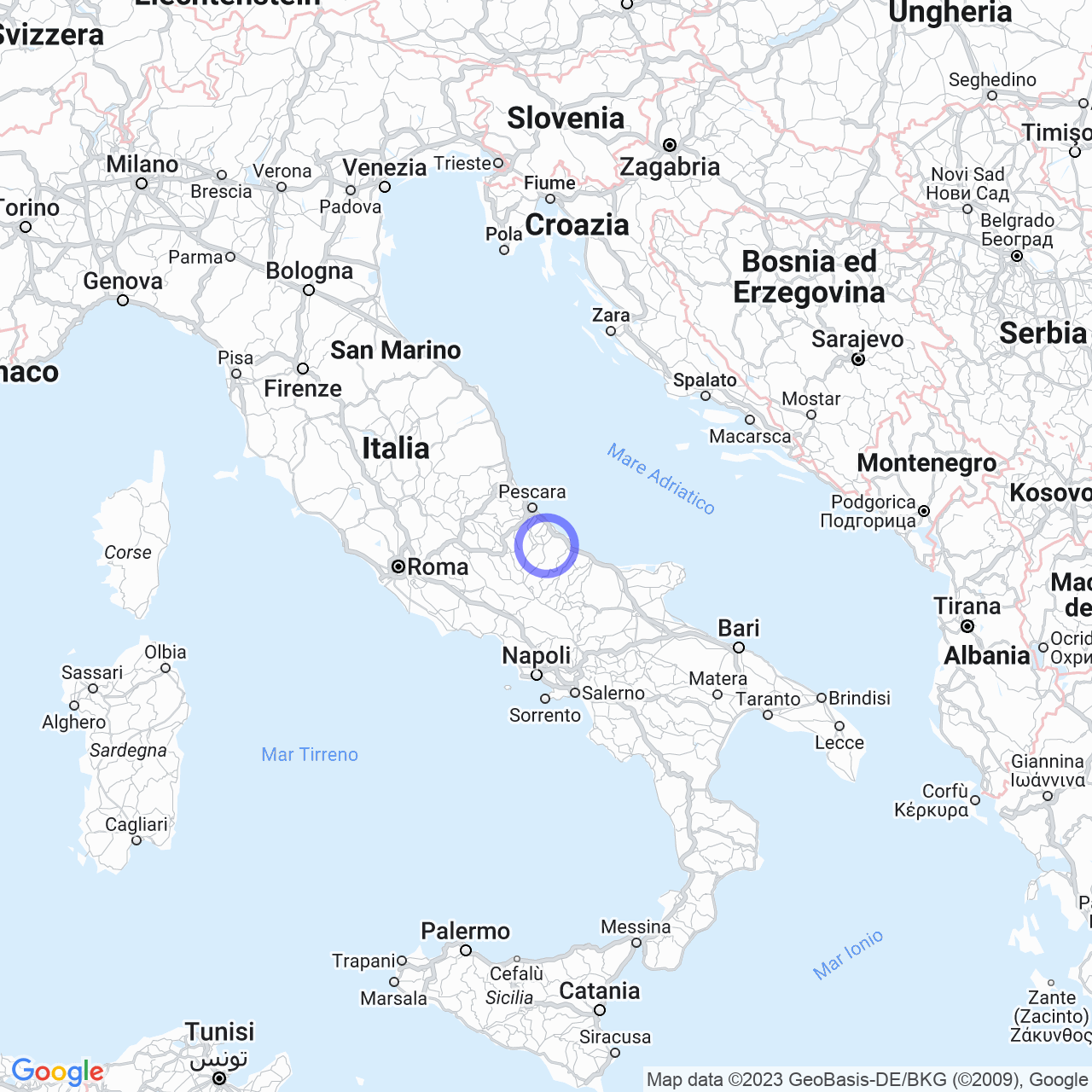 Mappa di Piane D'archi-quadroni in Perano