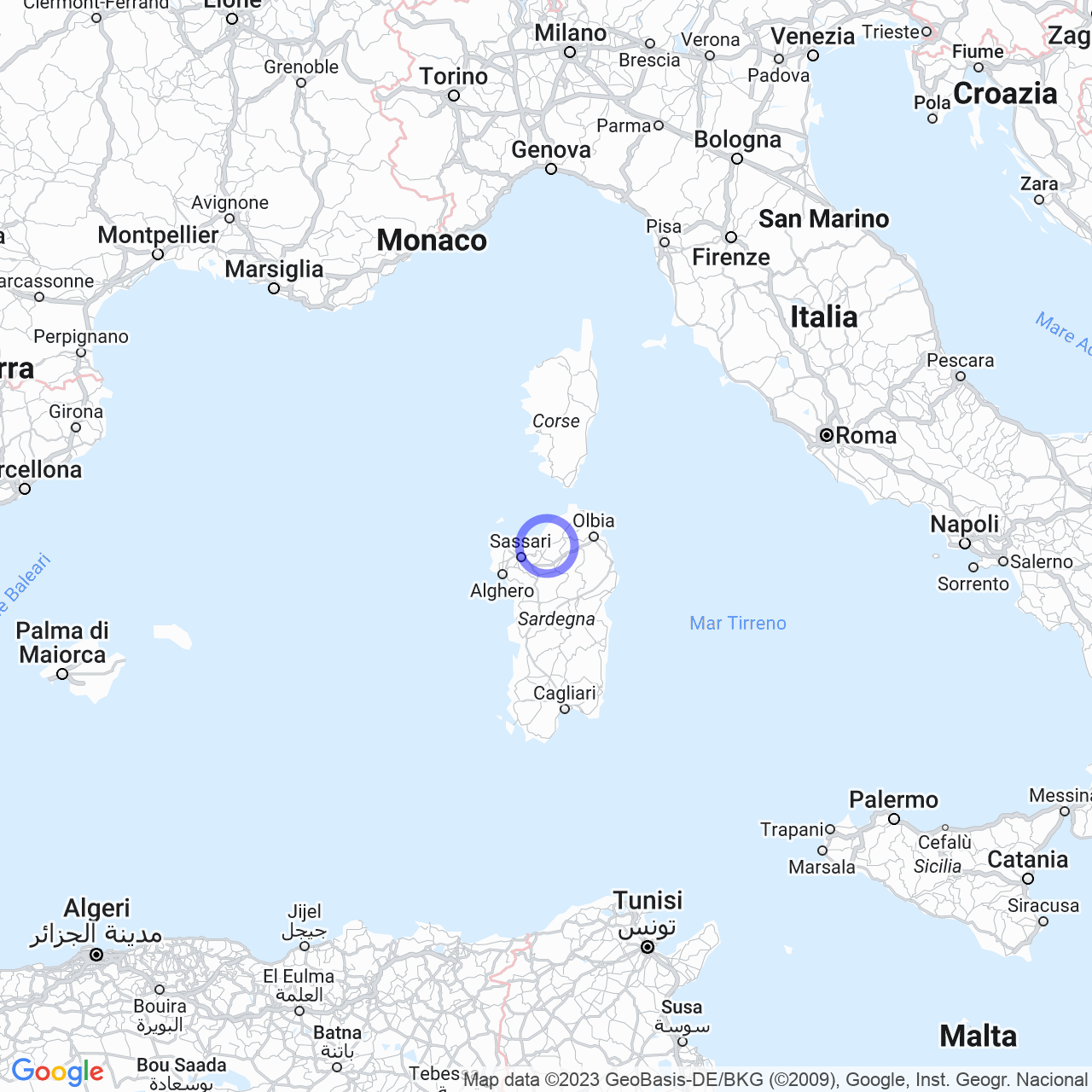 Mappa di Sas Tanchittas in Perfugas