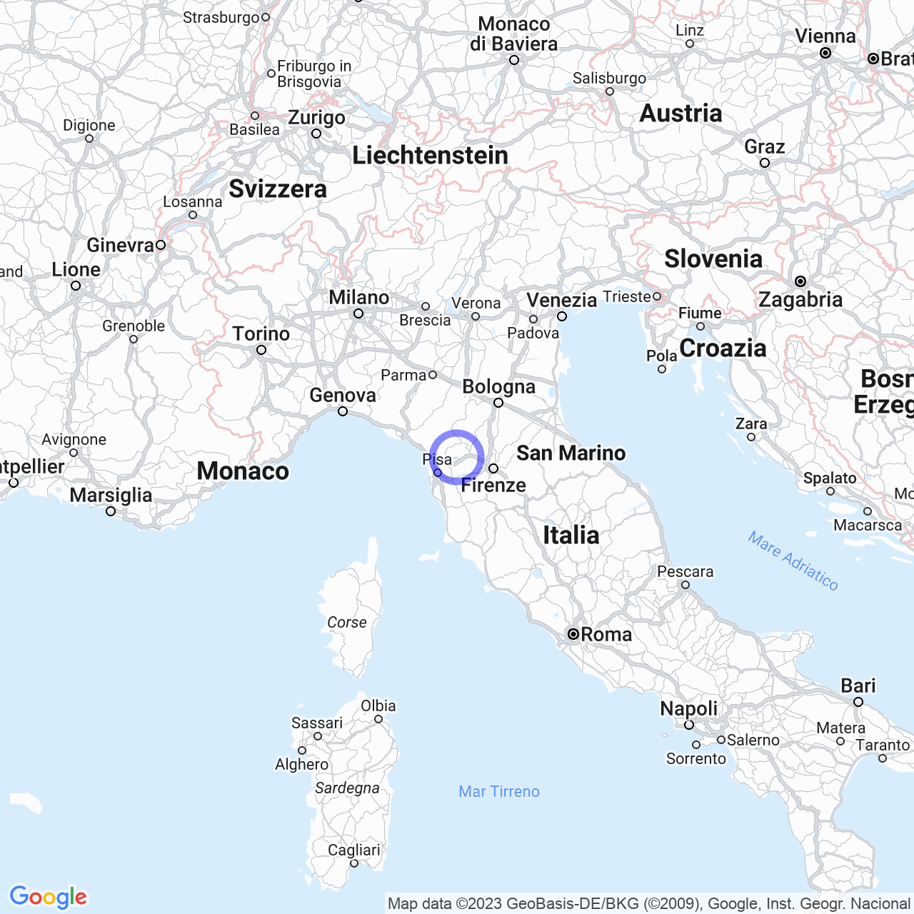 Mappa di Calamari in Pescia