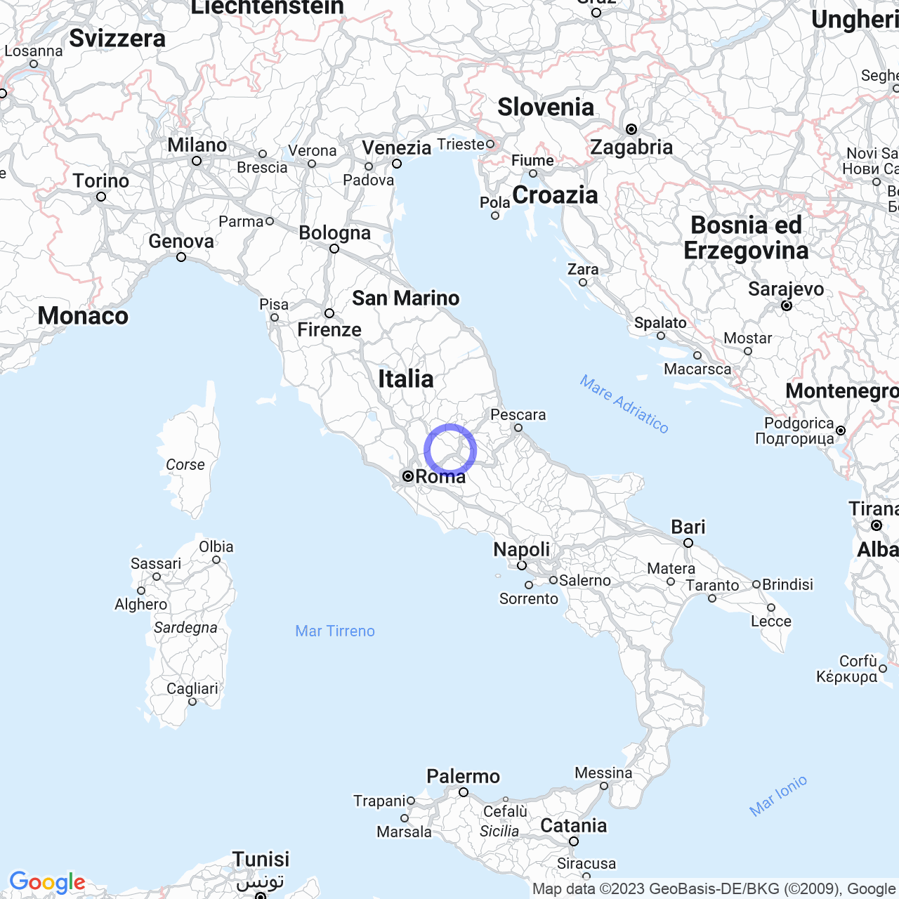 Mappa di Baccarecce in Pescorocchiano