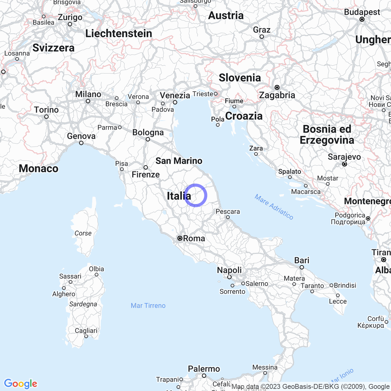 Mappa di Appennino in Pieve Torina