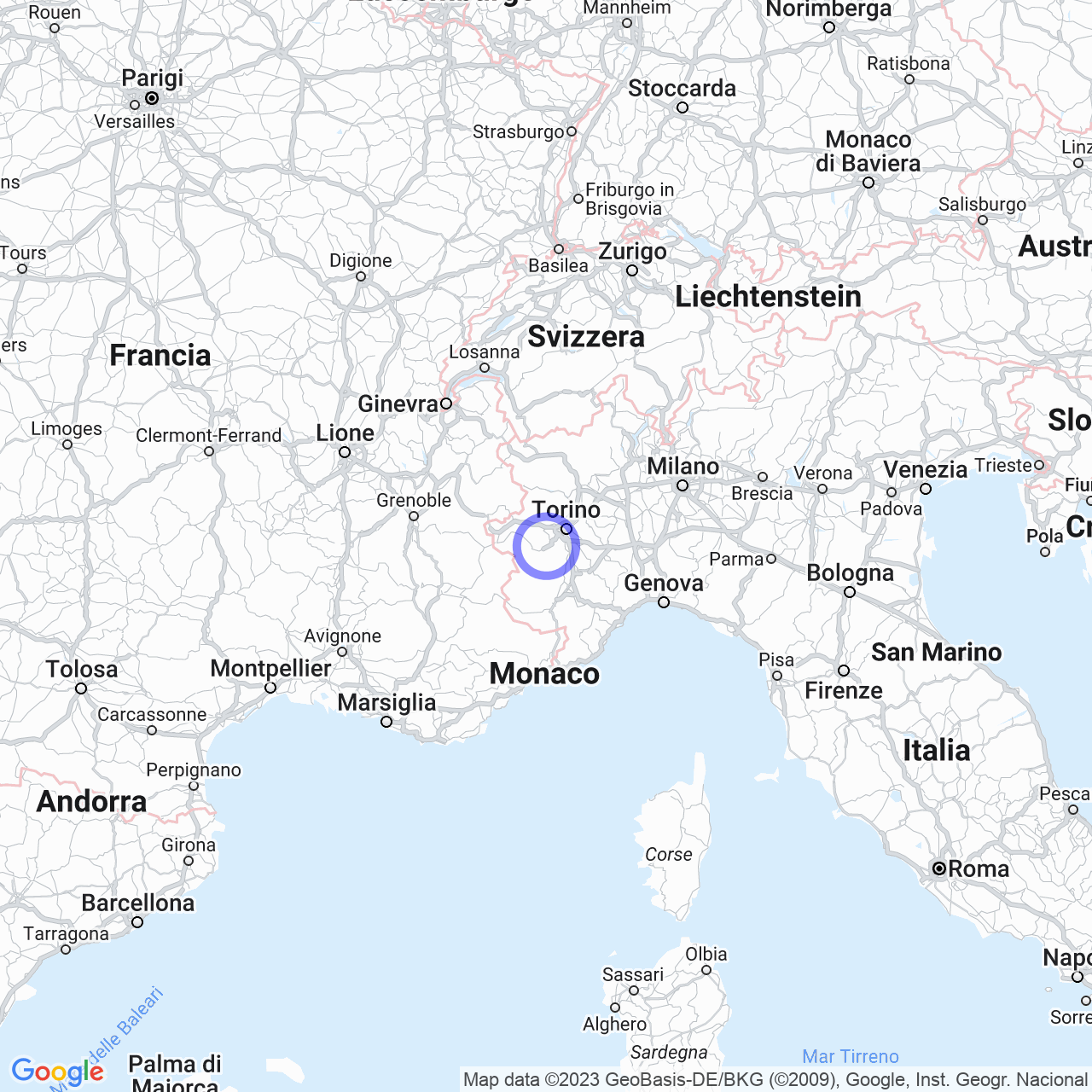 Mappa di Casevecchie in Piscina