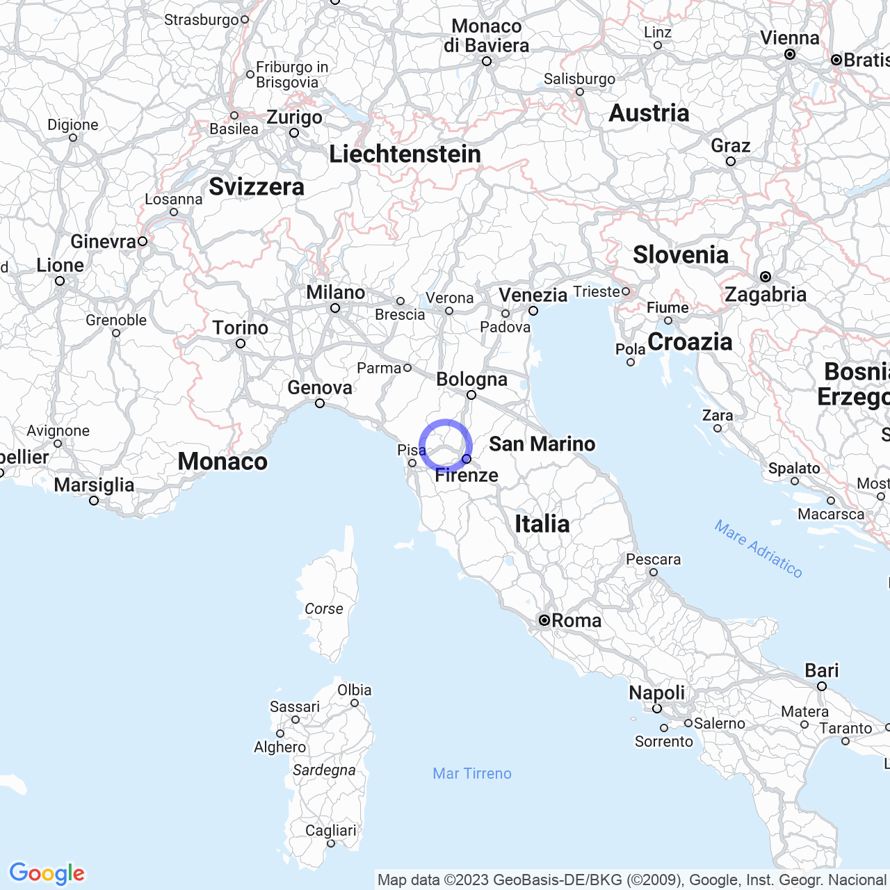 Mappa di Casa Nuova in Pistoia