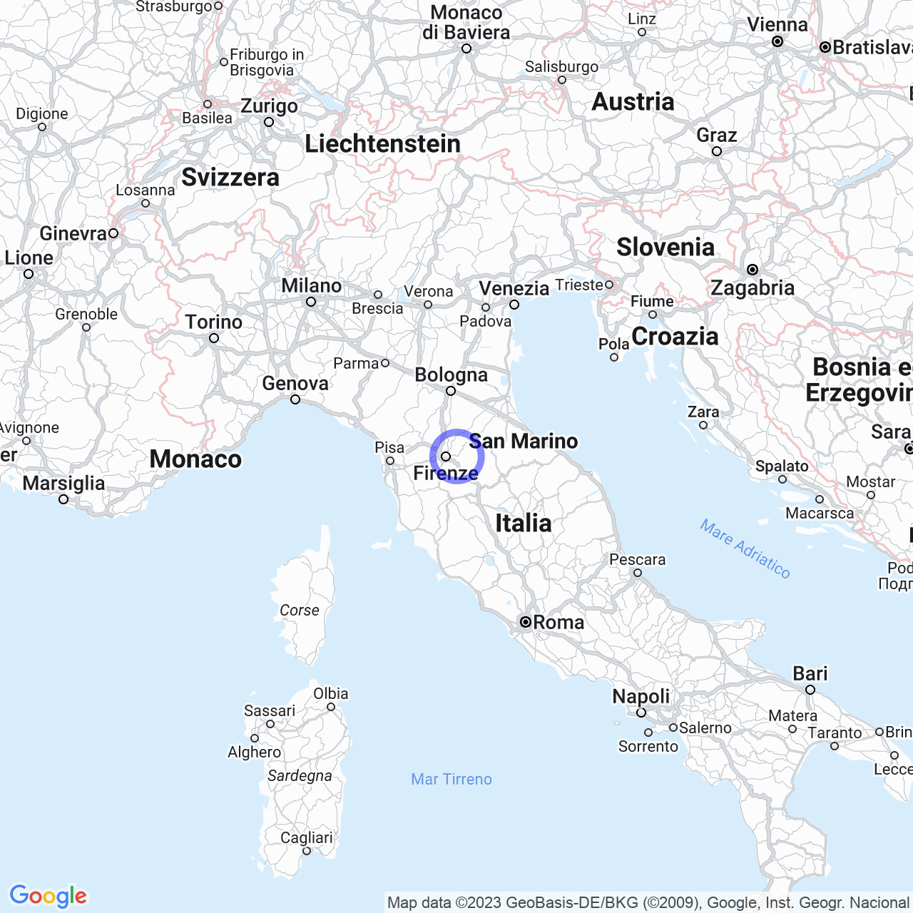 Mappa di Santa Brigida in Pontassieve