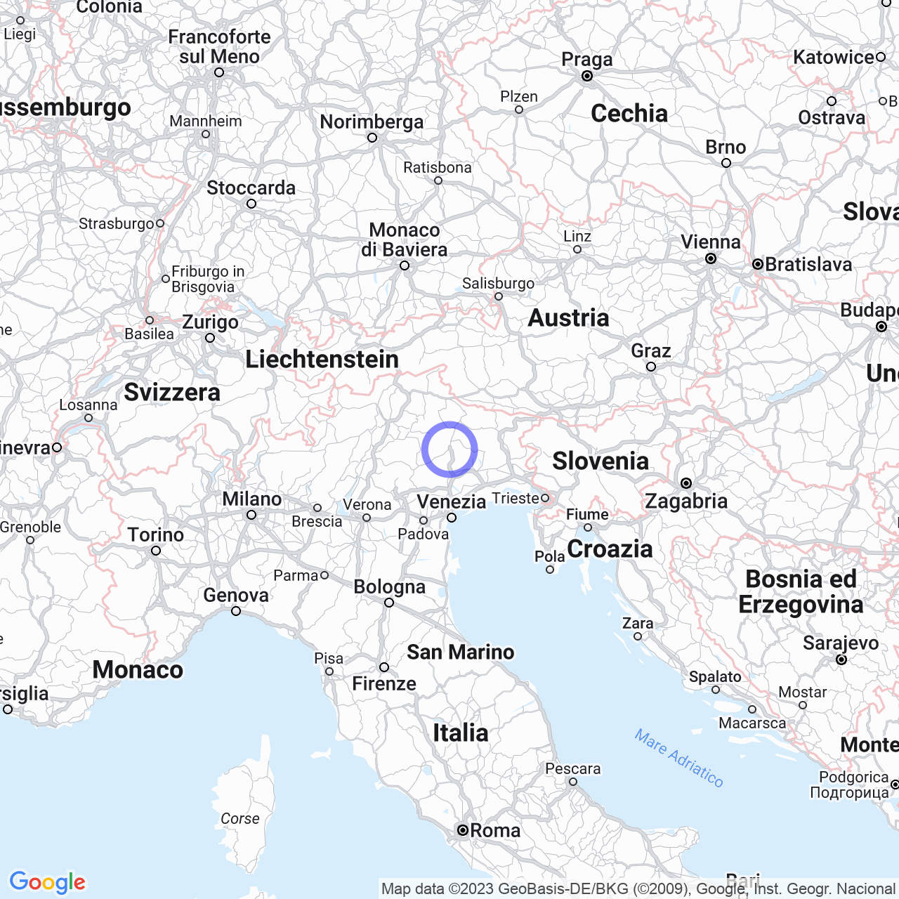 Mappa di Pian di Vedoia in Ponte nelle Alpi