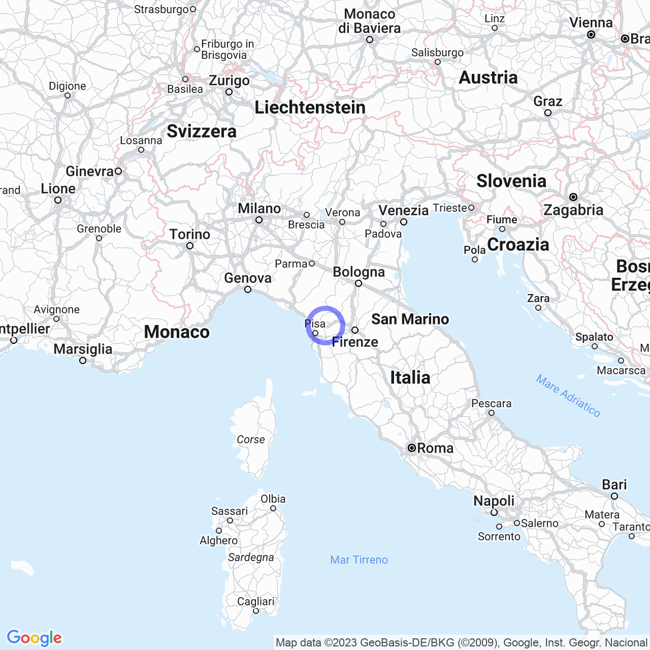 Mappa di Croce in Porcari