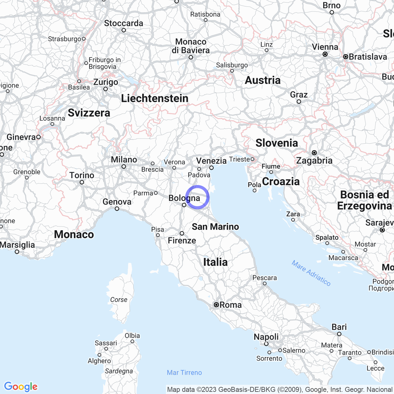 Mappa di Braglia in Portomaggiore