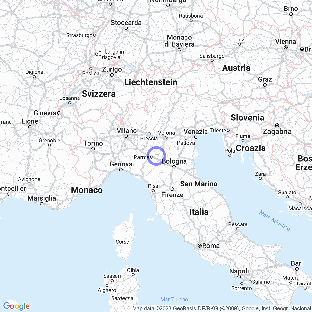 Mappa di D'este in Poviglio