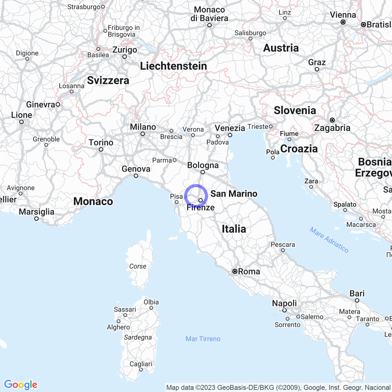 Mappa di Ponte A Tigliano in Prato